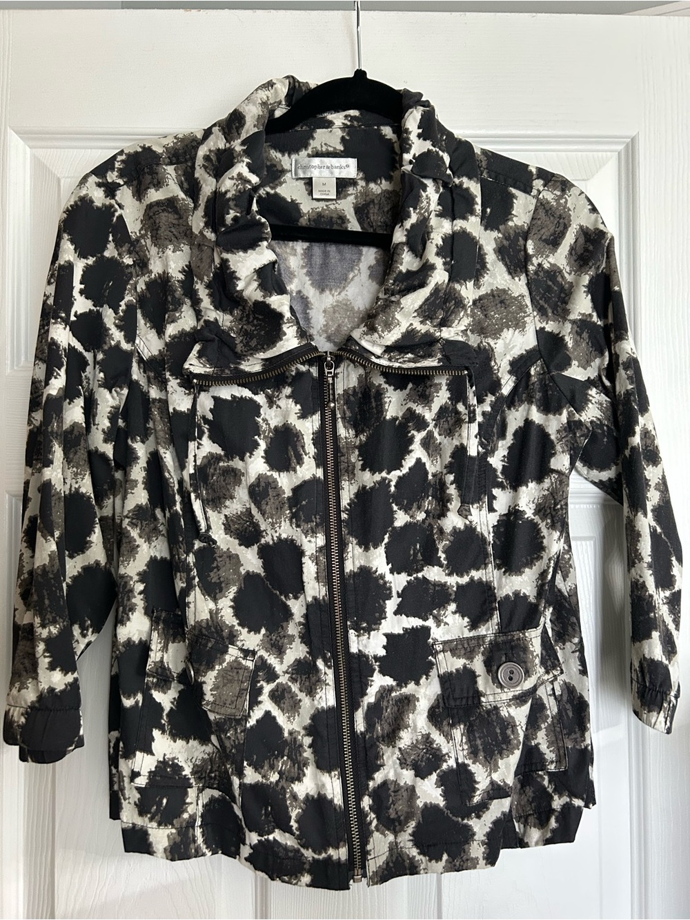 Christopher & Banks Black and White Patterned Bomber Jacket